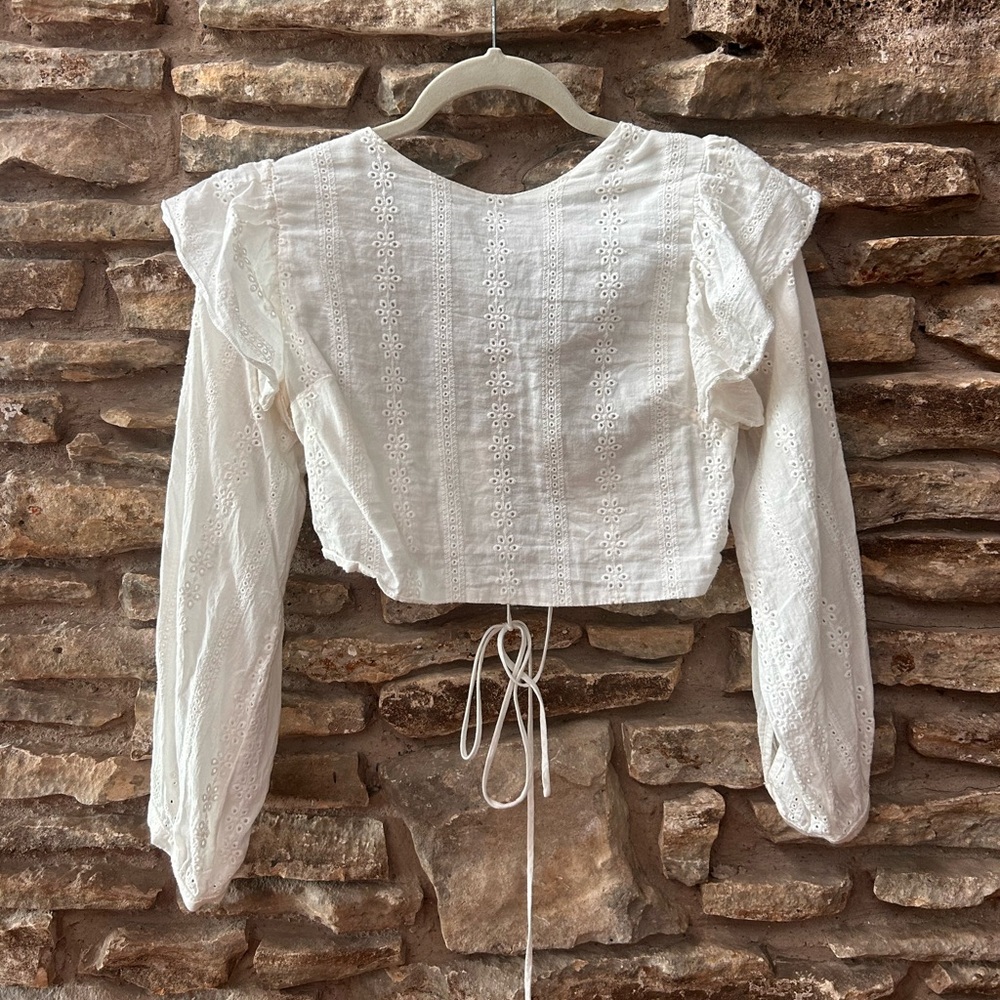 Elegant White Eyelet Women's Top